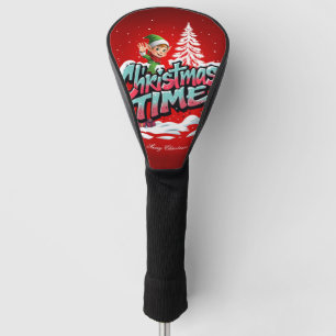 A cheerful cartoon elf golf head cover