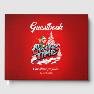 A cheerful cartoon elf  guest book