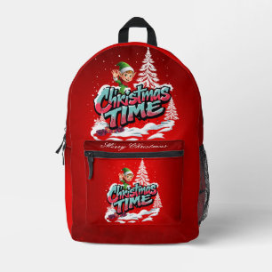 A cheerful cartoon elf printed backpack