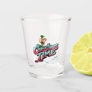 A cheerful cartoon elf shot glass