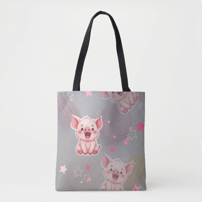 A cheerful day for Piggy  Tote Bag (Front)