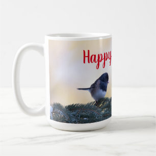 A cheery snowbird wishing you Happy Holidays! on a Coffee Mug