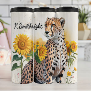 A Cheetah in a Sunflower Field Thermal Tumbler