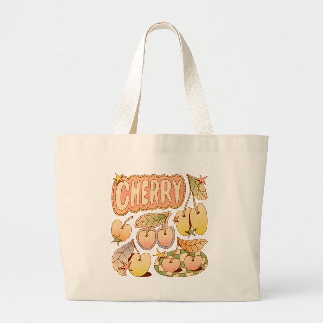 A Cherry / Cherry Illustrations Large Tote Bag (Front)