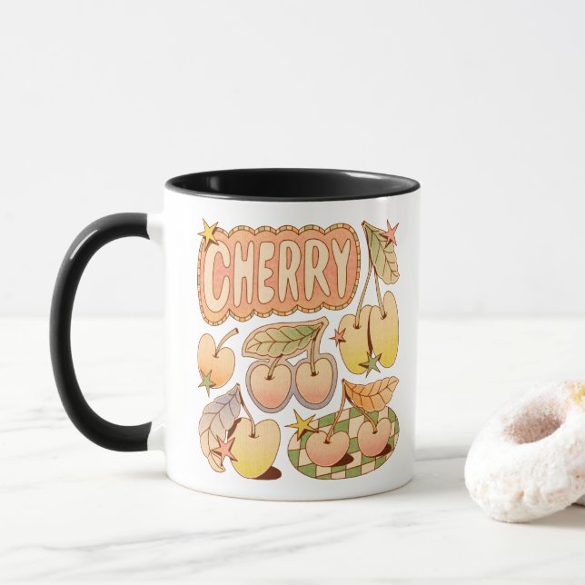 A Cherry / Cherry Illustrations Mug (With Donut)