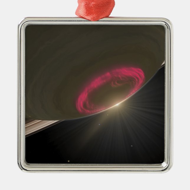 A cherry-red aurora metal tree decoration (Front)