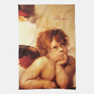 A Cherub, Detail of the Sistine Madonna - Raphael Tea Towel
