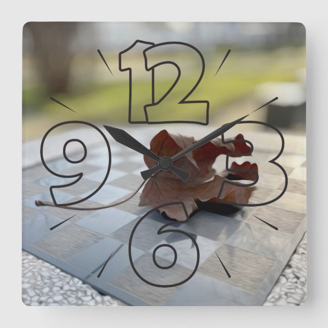 A chess lesson square wall clock (Front)