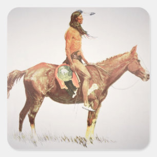A Cheyenne Brave, 1901 (colour litho) Square Sticker