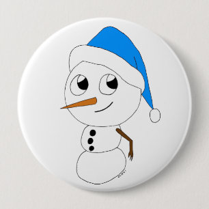 a chibi snowman 10 cm round badge