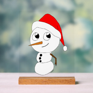 a chibi snowman acrylic sign