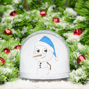 a chibi snowman ceramic ornament snowglobe