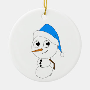 a chibi snowman ceramic tree decoration