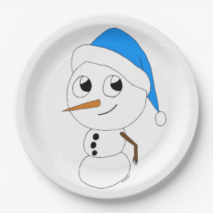 a chibi snowman   paper plate