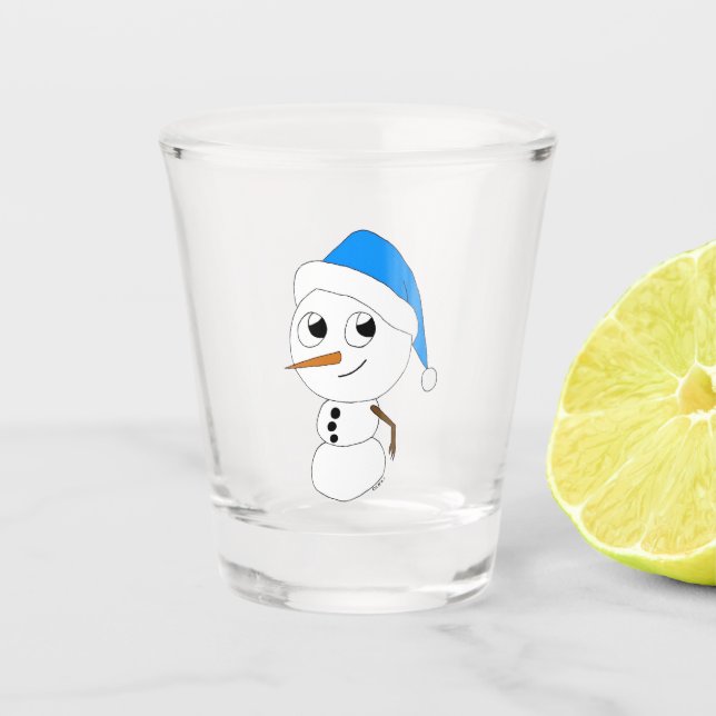 a chibi snowman   shot glass (Front)