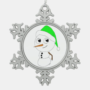 a chibi snowman snowflake pewter christmas ornament