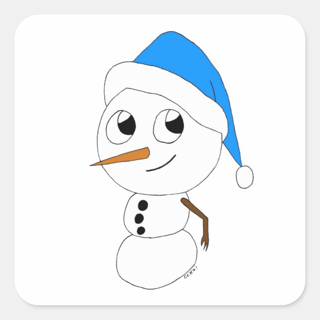 a chibi snowman    square sticker (Front)