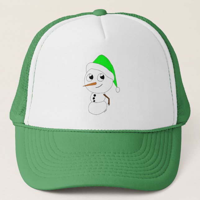a chibi snowman   trucker hat (Front)