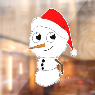 a chibi snowman window cling