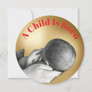 A Child Is Born Gold Holiday Card