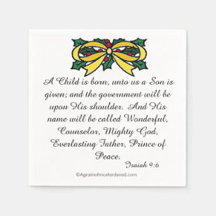 A Child is born Scripture Christmas Napkin