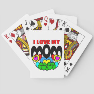 A child who loves his or her mum playing cards