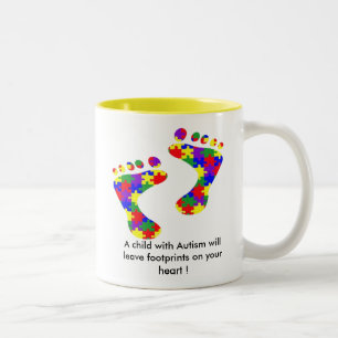 A child with Autism will leave footprints......... Two-Tone Coffee Mug