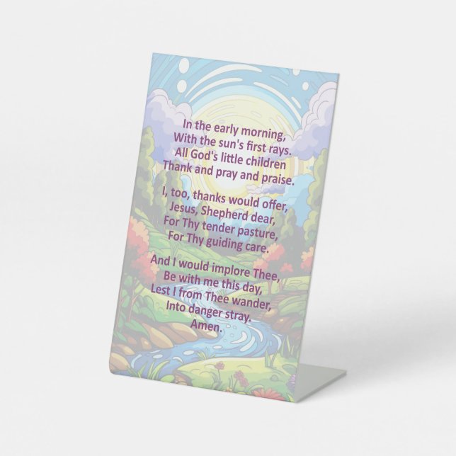A Child's Morning Prayer on Pedestal Sign (Front)