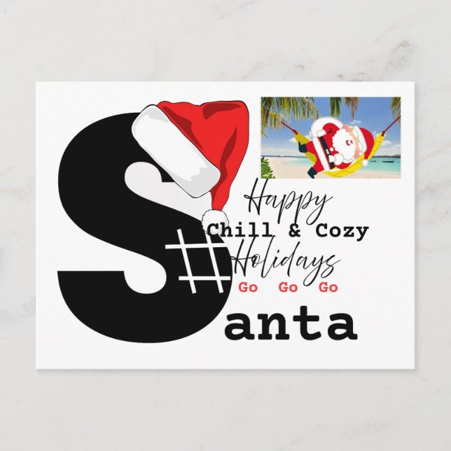A Chill &Cosy Santa on a beach & game letter Postcard (Front)