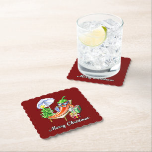 A chilli Christmas at the beach Paper Coaster