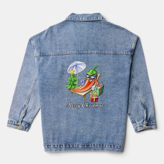 A Chilli Merry Christmas under Sunshade and Tree Denim Jacket (Back)