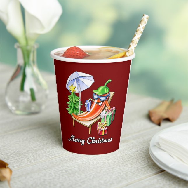 A Chilli Merry Christmas under Sunshade and Tree Paper Cups (Insitu)