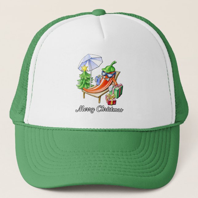 A Chilli Merry Christmas under Sunshade and Tree Trucker Hat (Front)
