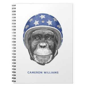 A Chimpanzee Motorcycle Rider Add Your Name Notebook