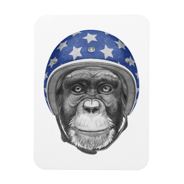 A Chimpanzee Motorcycle Rider Magnet (Vertical)