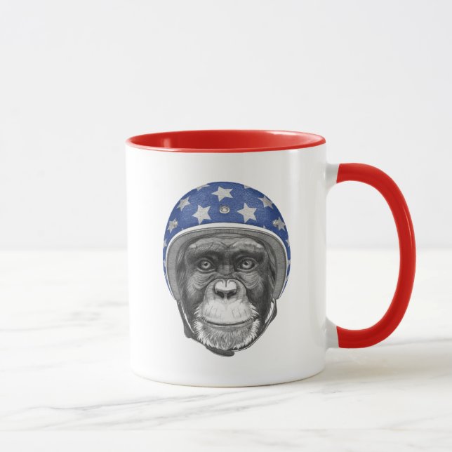 A Chimpanzee Motorcycle Rider Mug (Right)