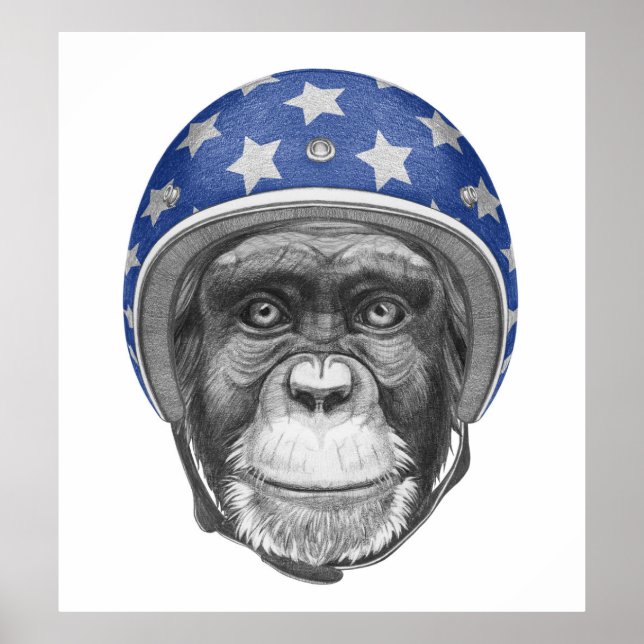 A Chimpanzee Motorcycle Rider Poster (Front)
