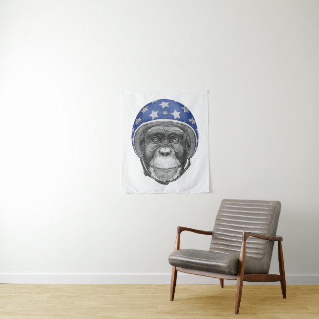 A Chimpanzee Motorcycle Rider Tapestry (In Situ)