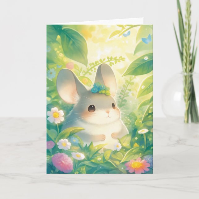 A Chinchilla in Nature Embrace Card (Front)