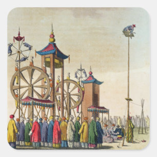 A Chinese circus, illustration from 'Le Costume An Square Sticker