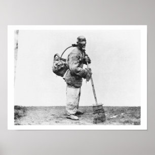 A Chinese day labourer, c.1870 (b/w photo) Poster
