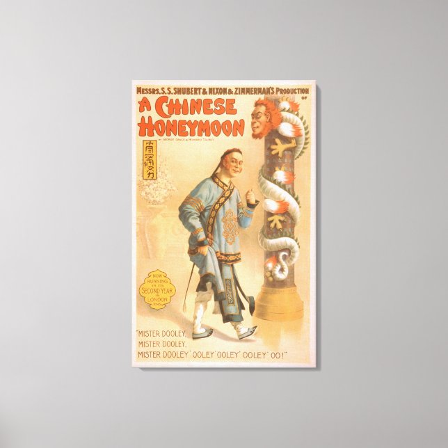 "A Chinese Honeymoon" Theatrical Play Poster Canvas Print (Front)