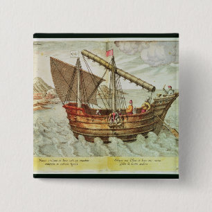 A Chinese Junk 15 Cm Square Badge