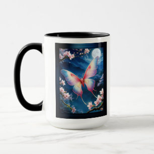 A Chinese Moon Moth Flying Amidst Cherry Blossoms Mug