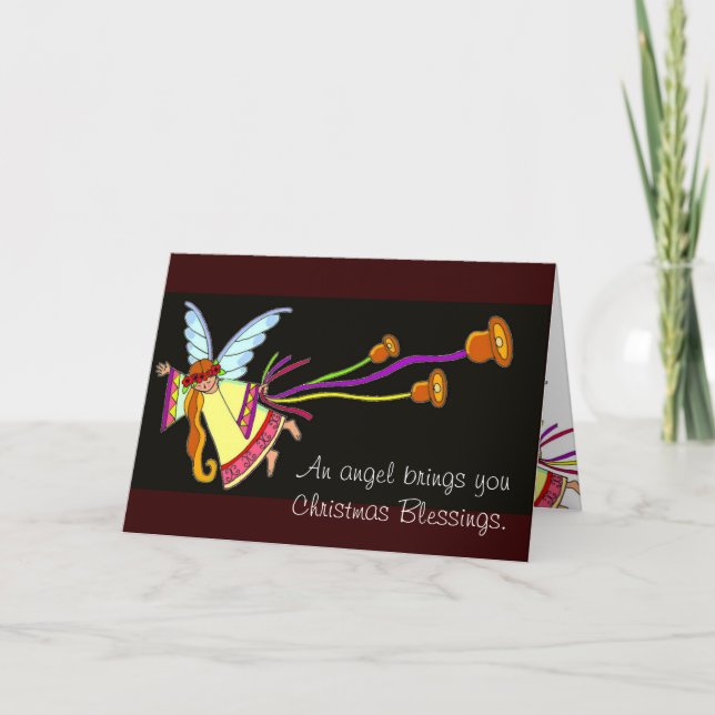 A Christmas Angel Ukrainian Folk Art Holiday Card (Front)