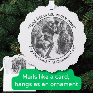 A Christmas Carol Bob Cratchit and Tiny Tim Tree Decoration Card