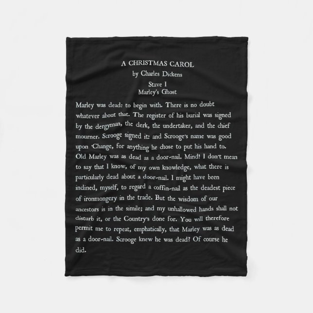 A Christmas Carol Charles Ens Book Reader Gift  Fleece Blanket (Front)