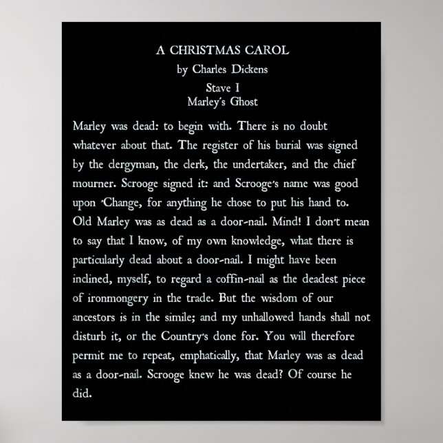 A Christmas Carol Charles Ens Book Reader Gift  Poster (Front)