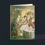 A Christmas Carol Dickens Scrooge Vintage Card<br><div class="desc">The marvellous British illustrator and fantasy artist Arthur Rackham made this illustration for a 1915 edition of Charles Dickens' "A Christmas Carol." Here he has captured the bittersweet moment when Scrooge puts aside his "bah humbug" ways and arrives unannounced at his nephew's house for Christmas dinner. This card has "A...</div>