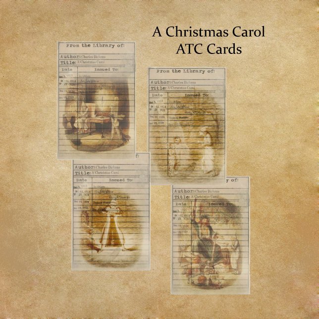 A Christmas Carol Library Cards Scrapbook Paper (Creator Uploaded)